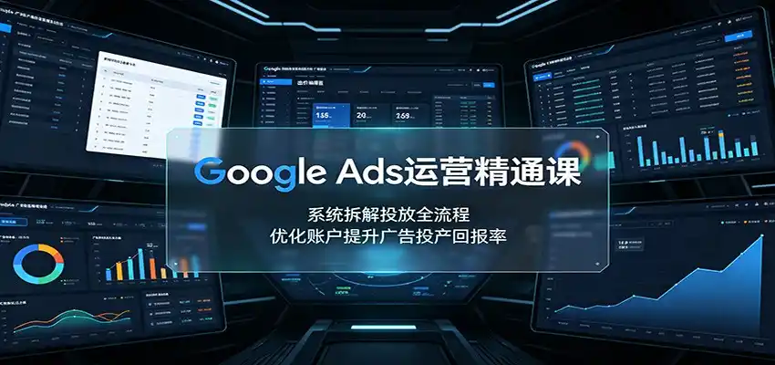 Google Ads运营精通课：系统拆解投放全流程，优化账户提升广告投产回报率-钱途社