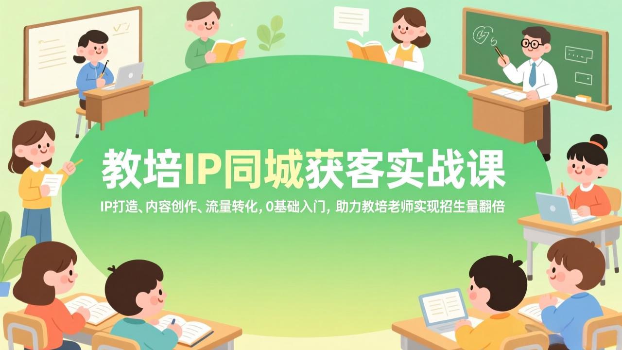 教培IP同城获客实战课，IP打造、内容创作、流量转化，0基础入门，助力教培老师实现招生量翻倍-钱途社