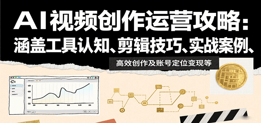 AI视频创作运营攻略：涵盖工具认知、剪辑技巧、实战案例、高效创作及账号定位变现等-钱途社