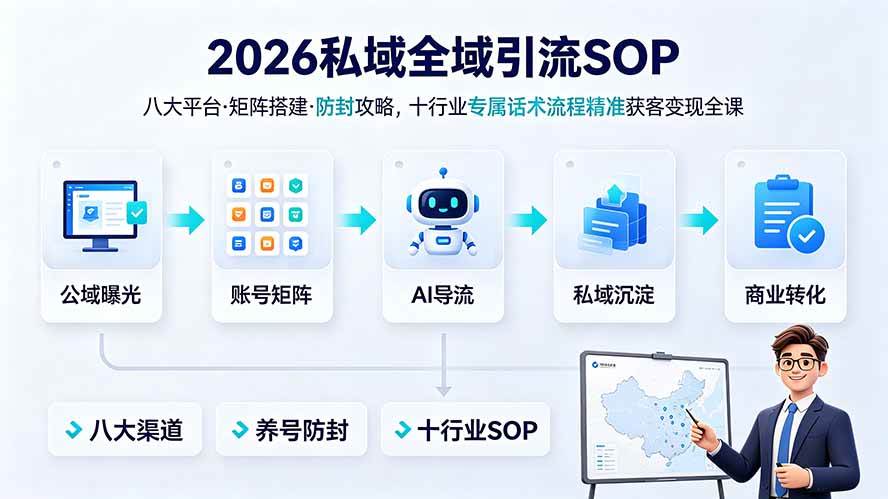 （19248期） 2026私域全域引流SOP｜八大平台·矩阵搭建·防封攻略，十行业专属话术流程精准获客变现全课-钱途社