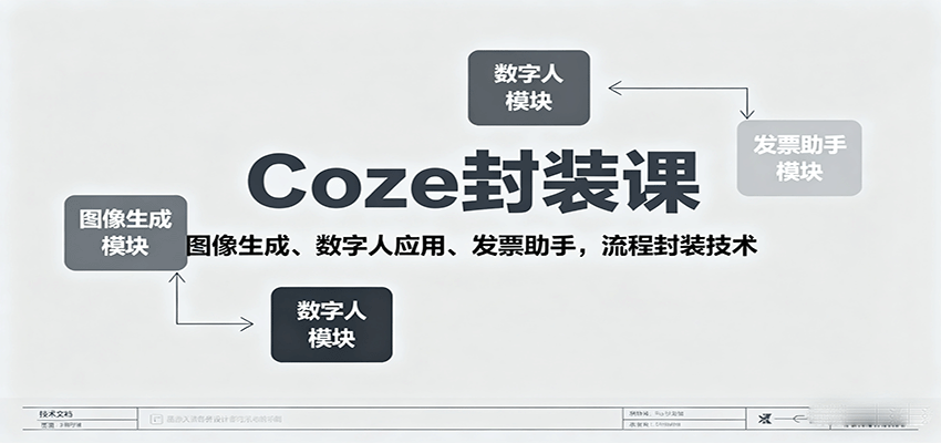 Coze封装课，图像生成、数字人应用、发票助手，流程封装技术-钱途社