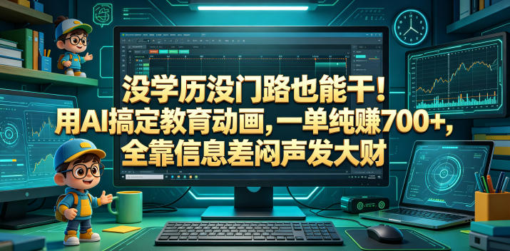 没学历没门路也能干！用AI搞定教育动画，一单纯賺700+，全靠信息差闷声发大财【揭秘】-钱途社