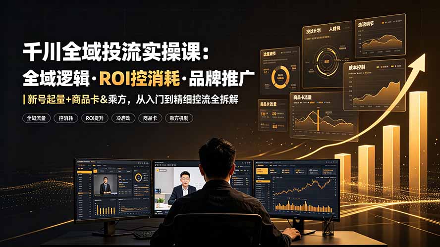 千川全域投流实操课：全域逻辑·ROI控消耗·品牌推广｜新号起量+商品卡&乘方，从入门到精细控流全拆解-钱途社