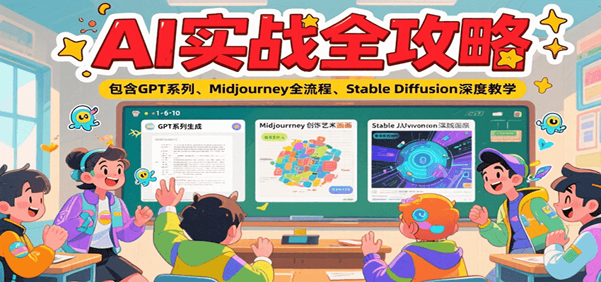 AI实战全攻略，包含GPT系列、Midjourney全流程、Stable Diffusion深度教学-钱途社