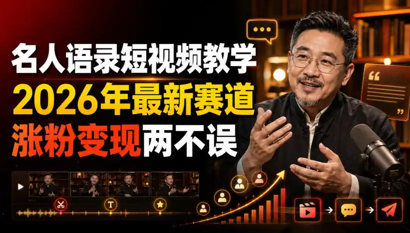 名人语录短视频教学，2026年最新赛道，涨粉变现两不误-钱途社