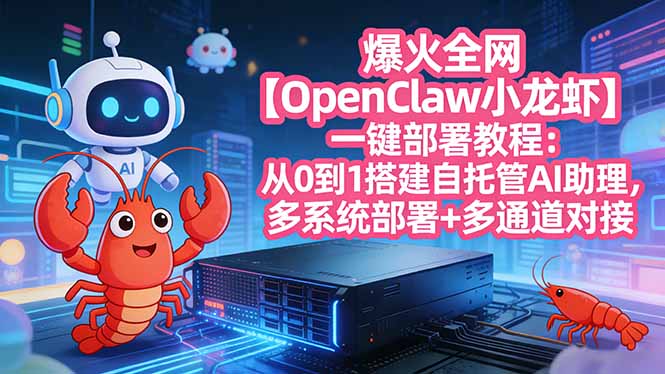 爆火全网【OpenClaw 小龙虾】一键部署教程:从0到1搭建自托管AI助理,多系统部署+多通道对接-钱途社