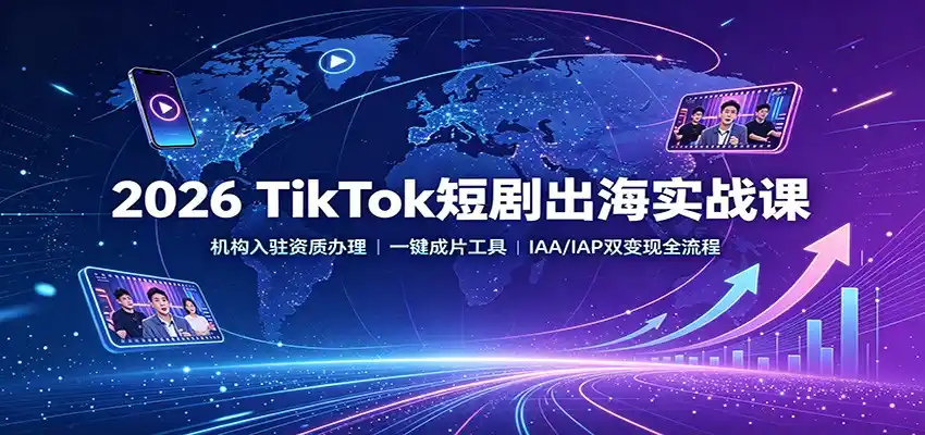 2026 TikTok短剧出海实战课：机构入驻资质办理，一键成片工具，IAA/IAP双变现全流程-钱途社
