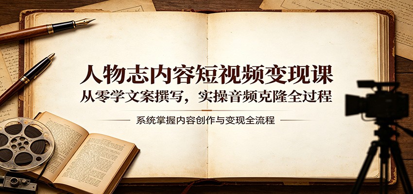 人物志内容短视频变现课：从零学文案撰写，实操音频克隆全过程-钱途社
