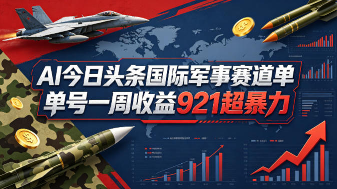 AI今日头条国际军事赛道，单号一周收益921，超暴力-钱途社