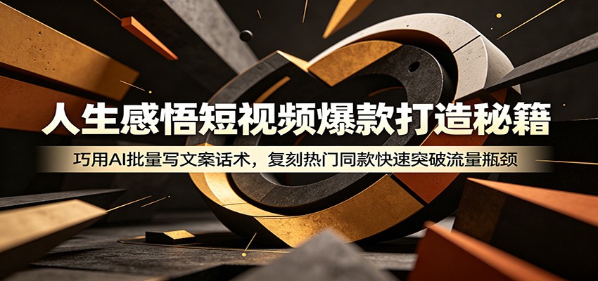 人生感悟短视频爆款打造秘籍：巧用A 批量写文案话术，复刻热门同款快速突破流量瓶颈-钱途社