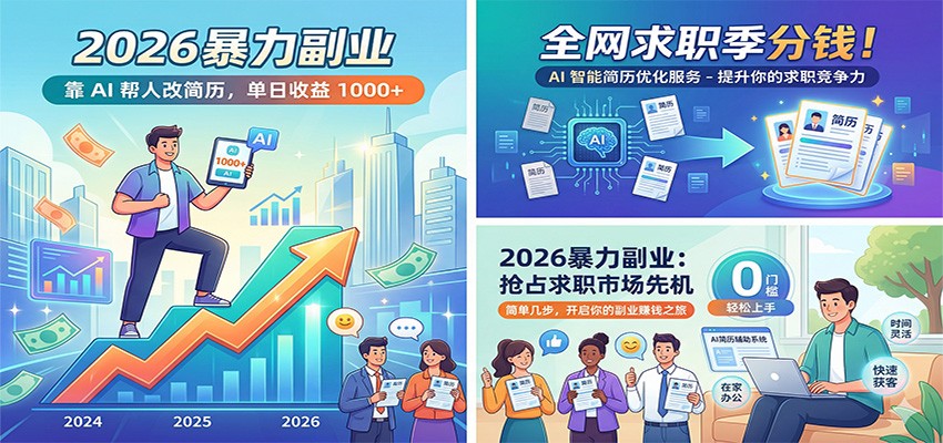 2026暴力副业:靠AI帮人改简历,单日收益1000+,全网求职季分钱-钱途社