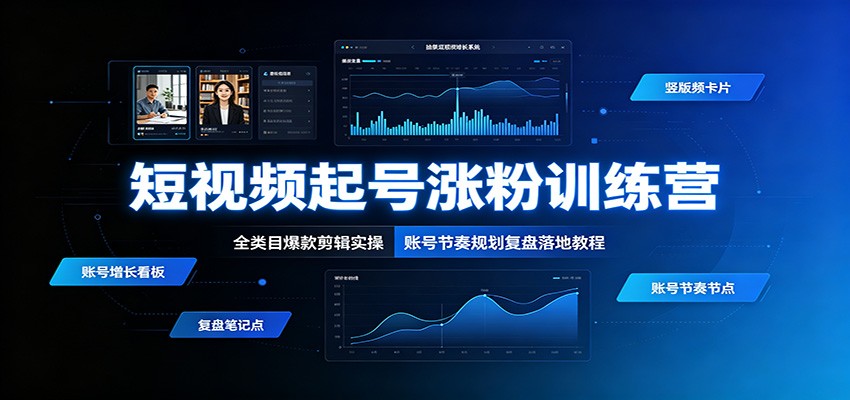 短视频起号涨粉训练营：全类目爆款剪辑实操，账号节奏规划复盘落地教程-钱途社