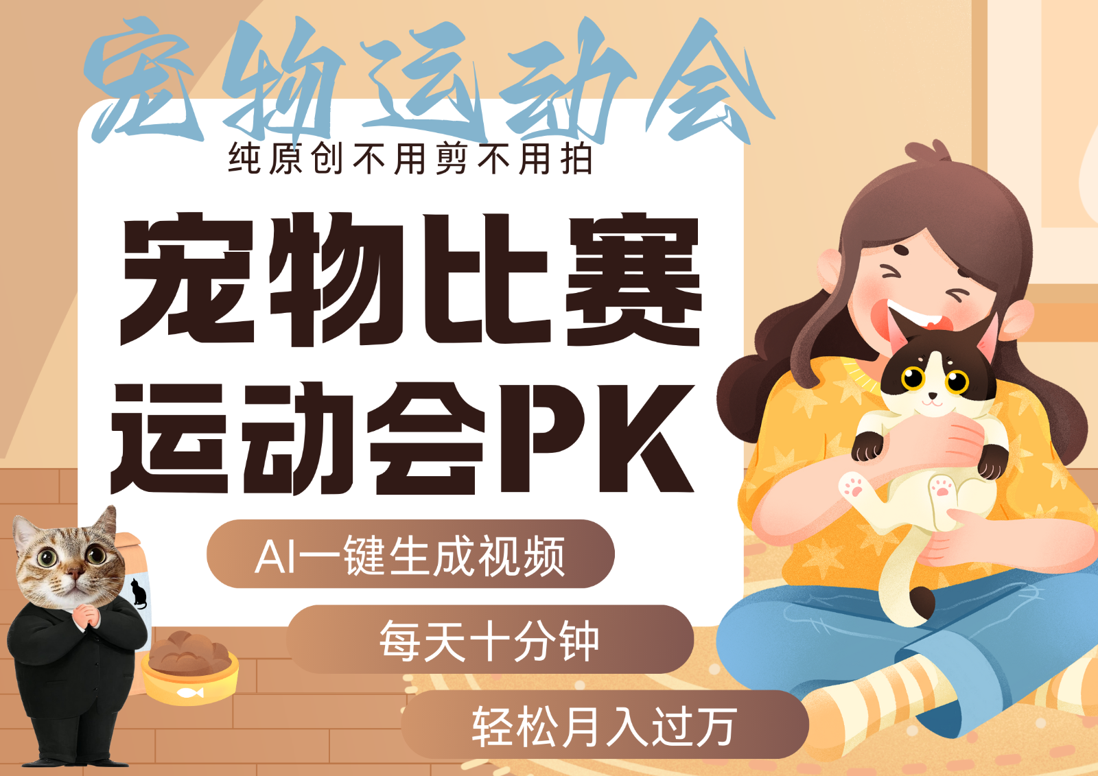 AI萌宠运动员跳水 射击 篮球 足球比赛 每天十分钟 附详细提示词文案库 代替做…-钱途社