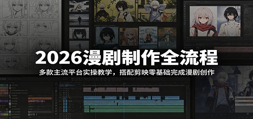 2026漫剧制作全流程：多款主流平台实操教学，搭配剪映零基础完成漫剧创作-钱途社