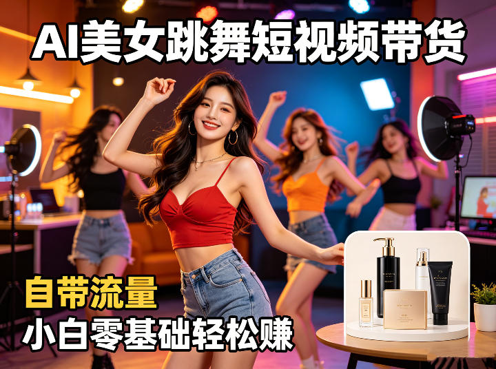 AI美女跳舞短视频带货：自带流量，小白零基础轻松賺，详细拆解-钱途社