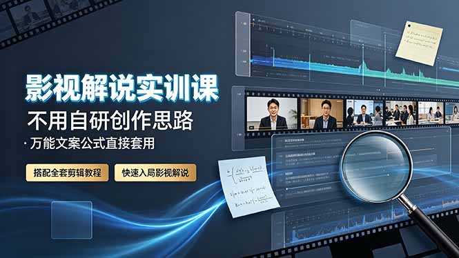 影视解说实训课：不用自研创作思路，万能文案公式直接套用，搭配全套剪辑教程，快速入局影视解说-钱途社