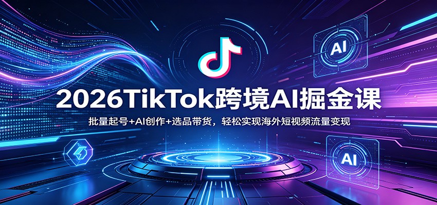 2026TikTok跨境AI掘金课：批量起号+AI创作+选品带货，轻松实现海外短视频流量变现-钱途社