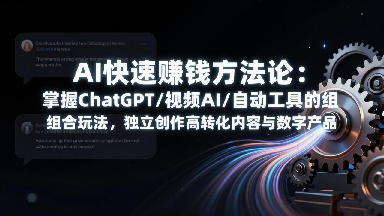 AI快速赚钱方法论:掌握ChatGPT/视频AI/自动化工具的组合玩法,独立创作高转化内容与数字产品-钱途社