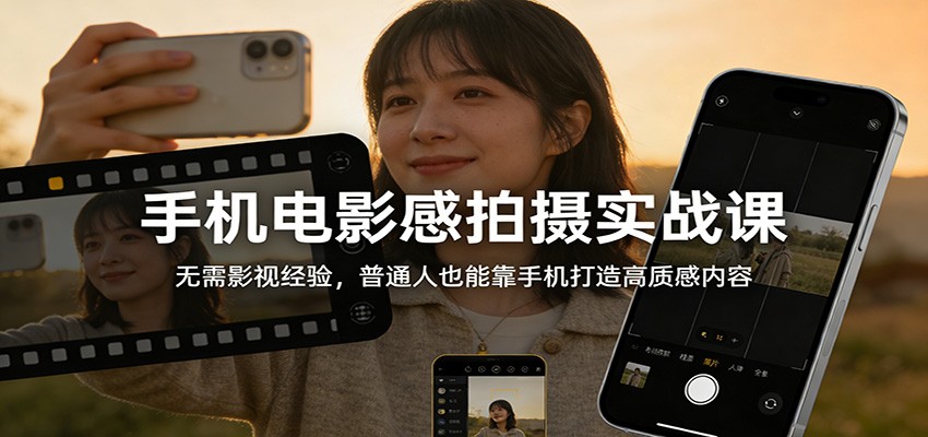 图片[1]-手机电影感拍摄实战课：无需影视经验，普通人也能靠手机打造高质感内容-钱途社