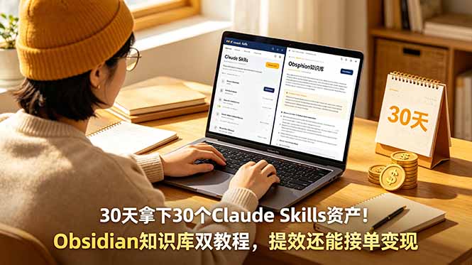 30天拿下30个Claude Skills资产！Obsidian知识库双教程，提效还能接单变现-钱途社