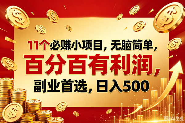 （18851期）11个必赚的小项目，百分百赚元子，无脑简单，副业首选，日入500+-钱途社