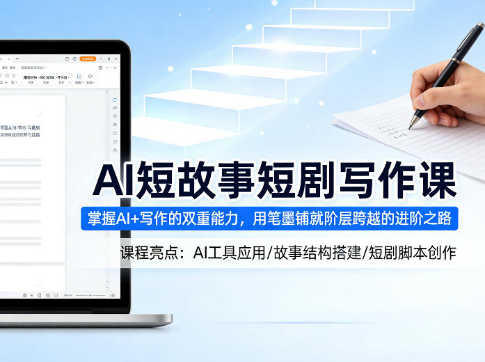 AI短故事短剧写作课，掌握AI+写作的双重能力，用笔墨铺就阶层跨越的进阶之路-钱途社