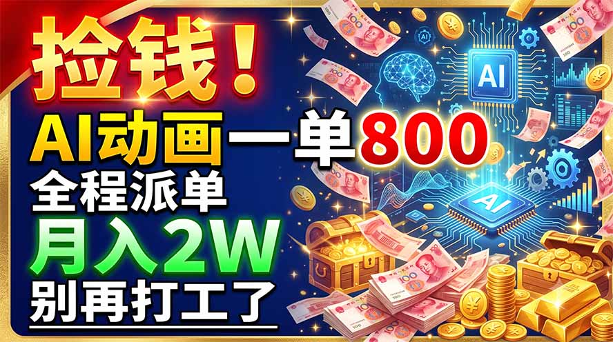 捡钱！AI动画一单800，全程派单，月入2W，别再打工了-钱途社