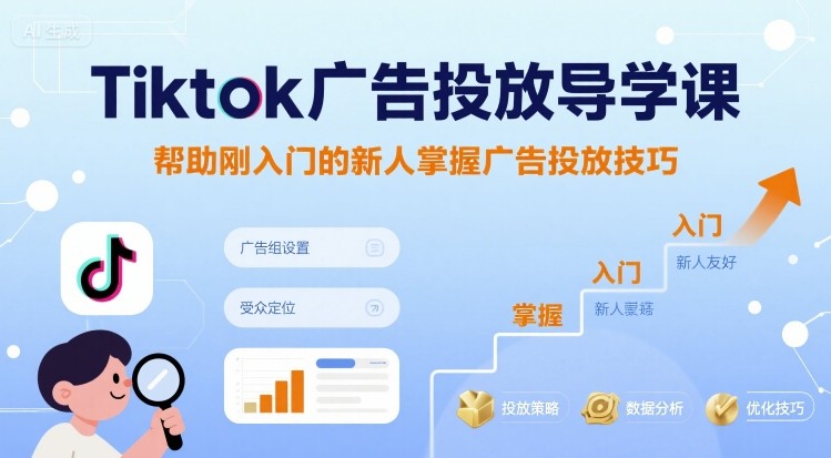 Tiktok广告投放导学课，帮助刚入门的新人掌握广告投放技巧-钱途社
