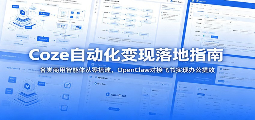 Coze自动化变现落地指南：各类商用智能体从零搭建，OpenClaw对接飞书实现办公提效-钱途社