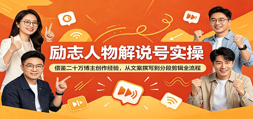 励志人物解说号实操：借鉴二十万博主创作经验，从文案撰写到分段剪辑全流程-钱途社