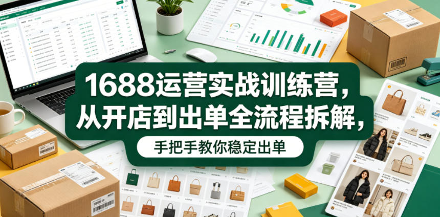 1688运营实战训练营，从开店到出单全流程拆解，手把手教你稳定出单-钱途社