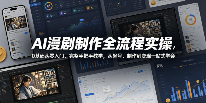 AI漫剧制作全流程实操，0基础从零入门，完整手把手教学，从起号、制作到变现一站式学会-钱途社