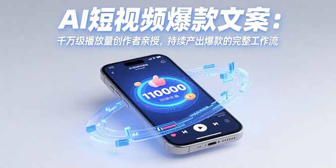 AI短视频爆款文案：千万级播放量创作者亲授，持续产出爆款的完整工作流-钱途社