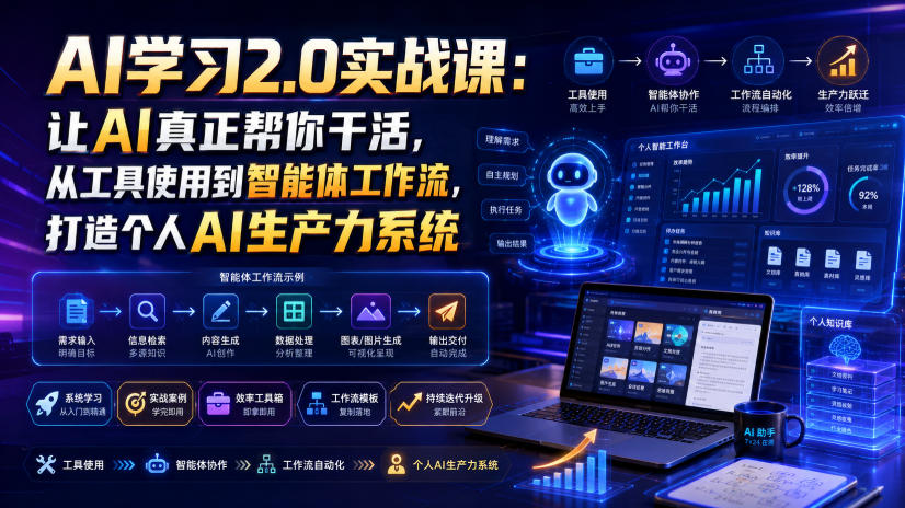 AI学习2.0实战课：让AI真正帮你干活，从工具使用到智能体工作流，打造个人AI生产力系统-钱途社