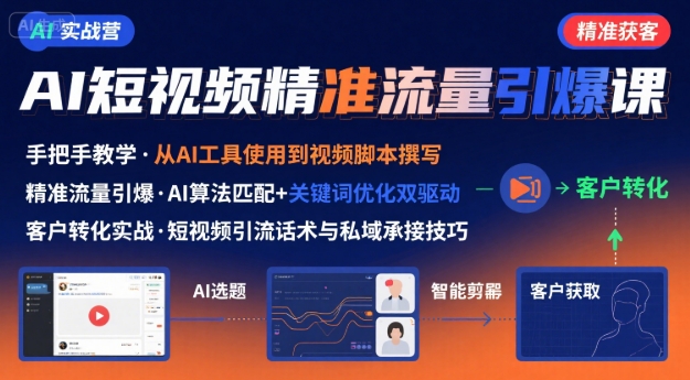 AI+短视频引爆精准客户实战营,手把手教你引爆Ai短视频精准流量-钱途社