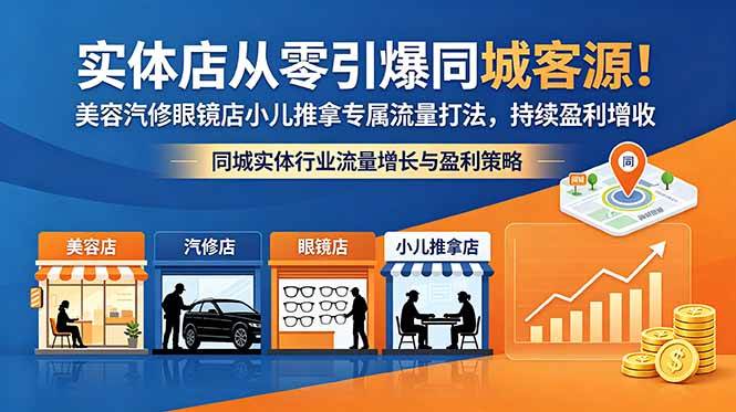（18592期）实体店从零引爆同城客源！美容汽修眼镜店小儿推拿专属流量打法，持续盈利增收-钱途社