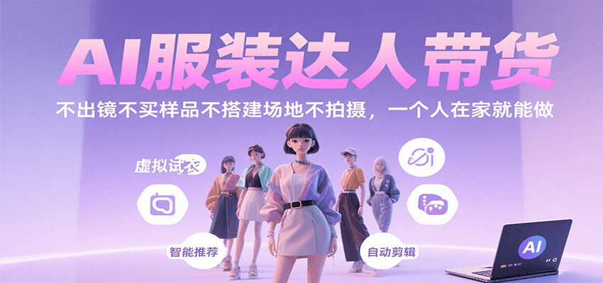 AI服装达人带货,不出镜不买样品不搭建场地不拍摄,一个人在家就能做-钱途社
