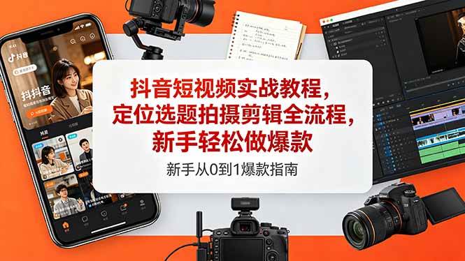 （18524期）抖音短视频实战教程，定位选题拍摄剪辑全流程，新手轻松做爆款-钱途社