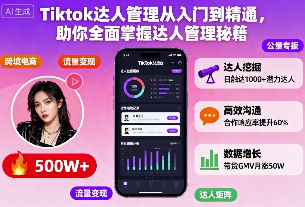 Tiktok达人管理从入门到精通，助你全面掌握达人管理秘籍-钱途社