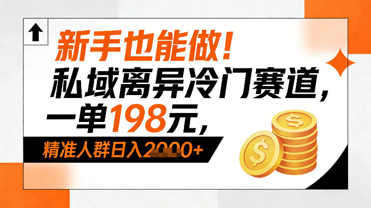 新手也能做！私域离异冷门赛道，一单198，精准人群日入1k+-钱途社