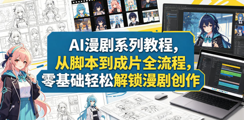 AI漫剧系列教程,从脚本到成片全流程,零基础轻松解锁漫剧创作-钱途社