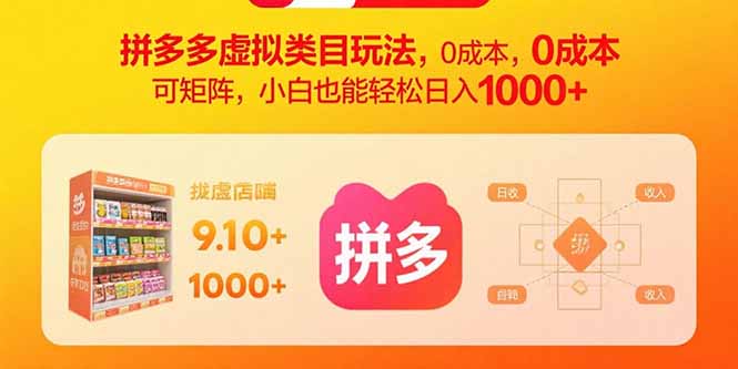 拼多多虚拟类目玩法，0成本，可矩阵，小白也能轻松日入1000+-钱途社