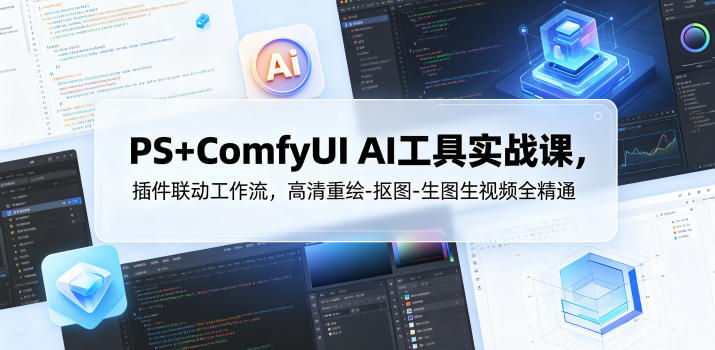 PS+ComfyUI AI工具实战课，插件联动工作流，高清重绘-抠图-生图生视频全精通-钱途社