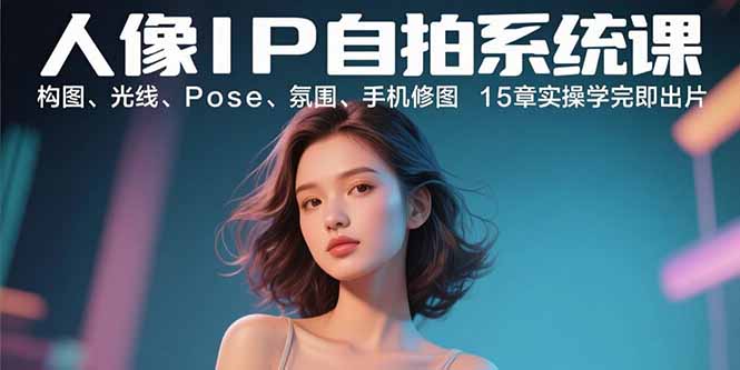 人像IP自拍系统课:构图、光线、Pose、氛围、手机修图 15章实操学完即出片-钱途社