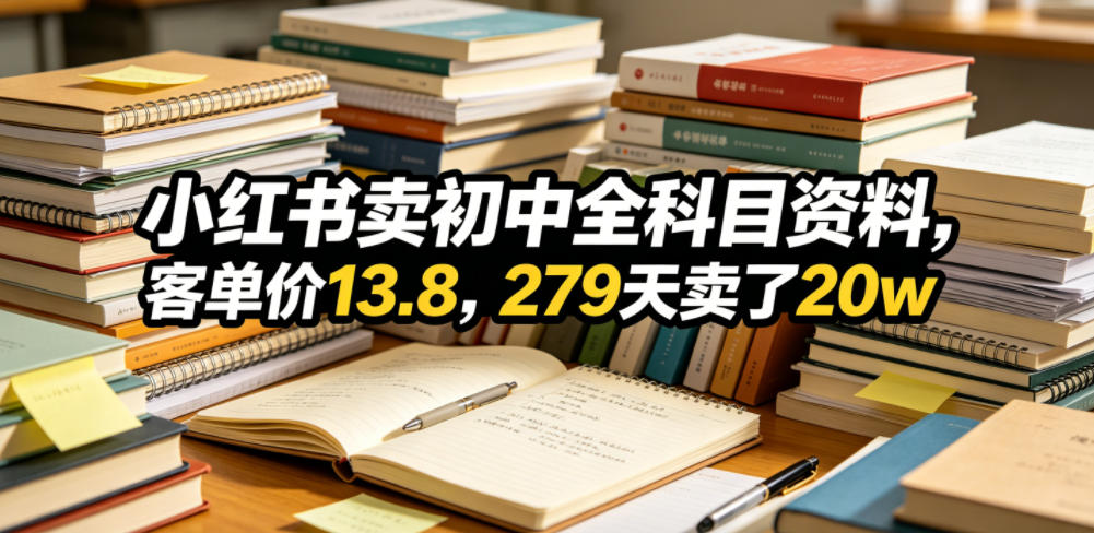 小红书卖初中全科目资料，客单价13.8，279天卖了20w-钱途社