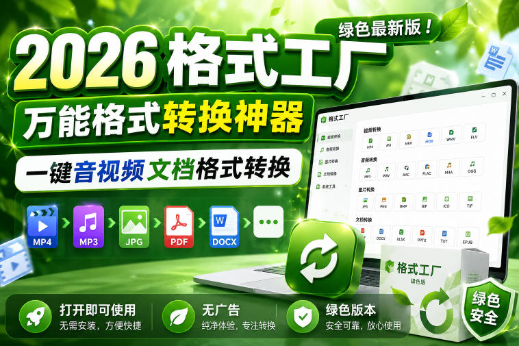 2026格式工厂绿色最新版！万能格式转换神器，一键音视频文档格式转换，打开即可使用，无广告绿色版本-钱途社