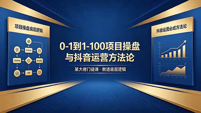 （18382期）0-1到1-100怎么建？某大佬门徒课教透项目操盘底层逻辑+抖音运营必成方法论-钱途社